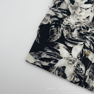 Full flower print beach men's short sleeve shirt